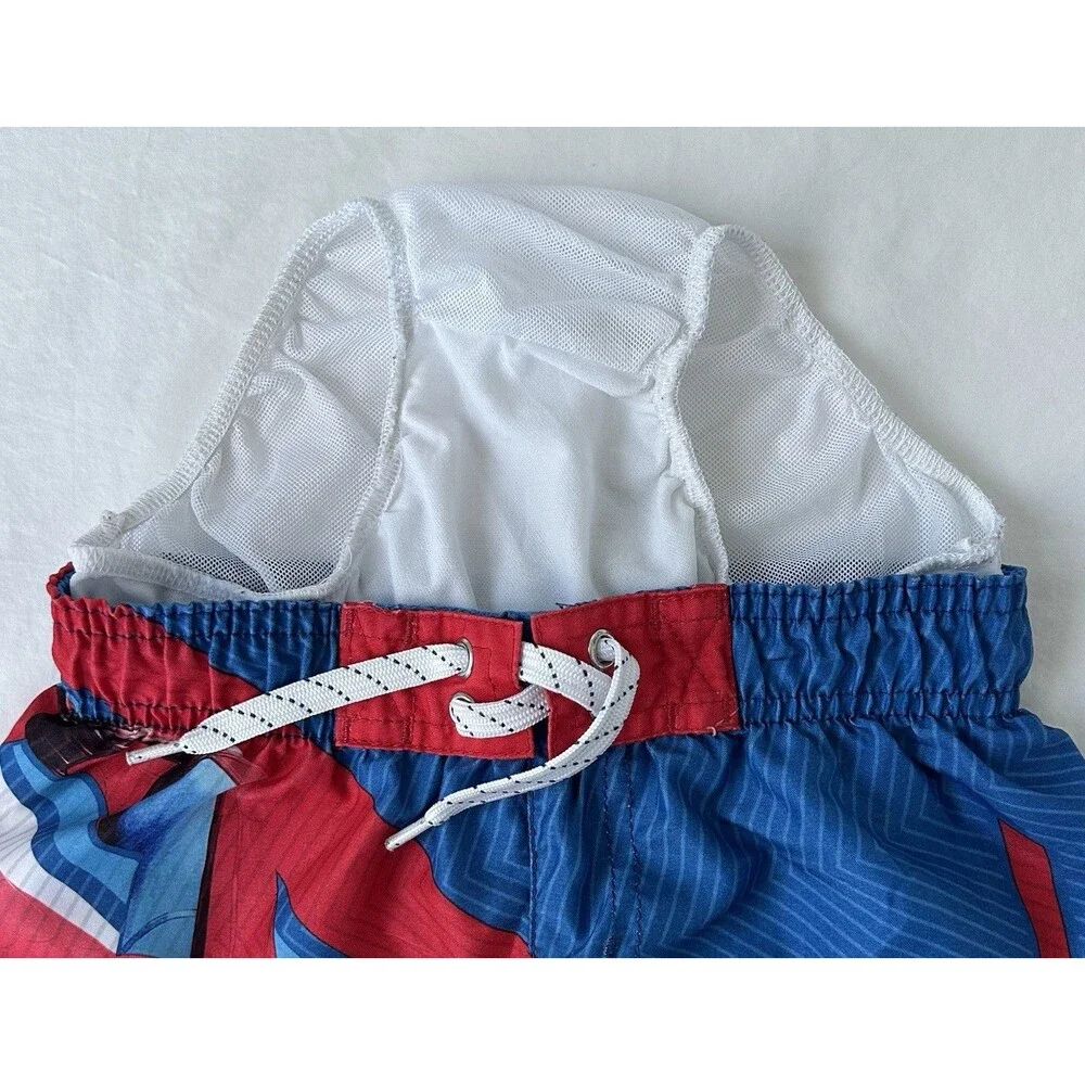 NWOT Boys Marvel SpiderMan Swim Trunks Size XS Blue Red Elastic Drawstring Line